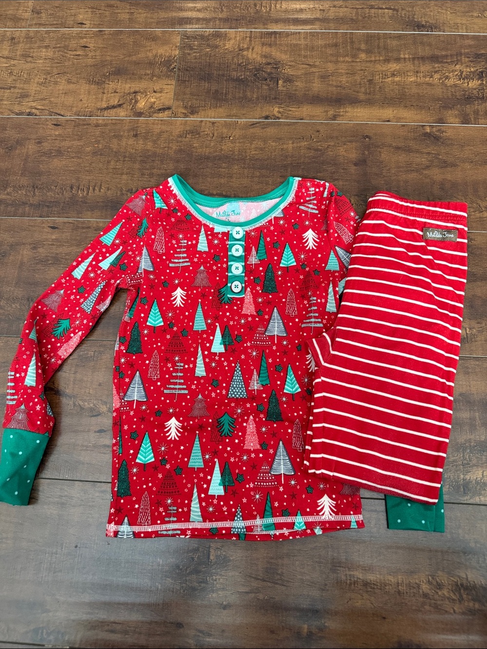 Matilda Jane Red and Teal Holiday Tree Pajama Set